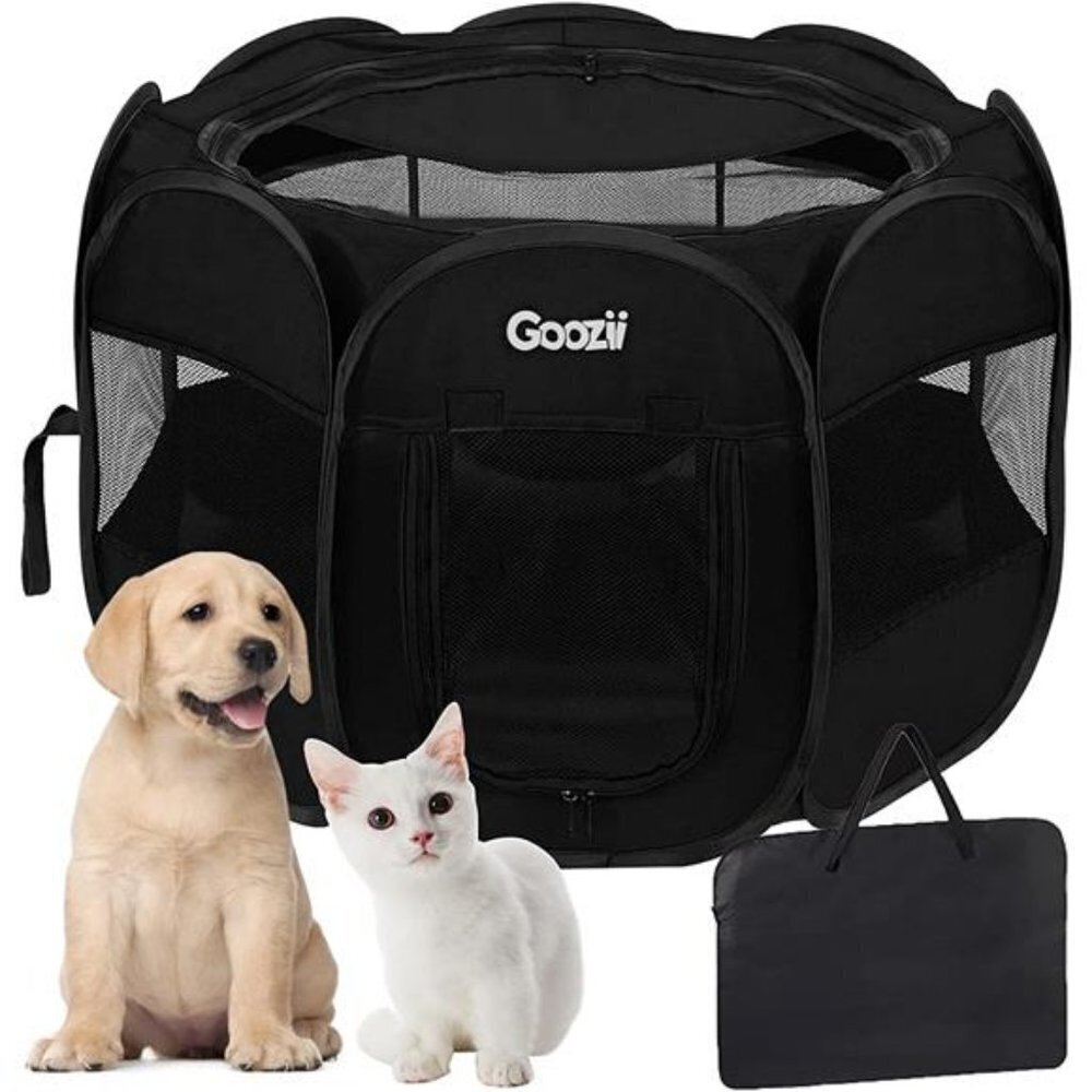 Playpen for Indoor Cats, Portable Foldable Pet Dog Playpen (Black, Small Size)